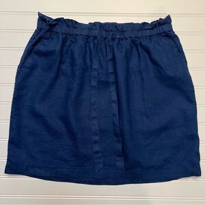 Kenar 100% Linen Blue Ruched Mini‎ Skirt Casual Size M